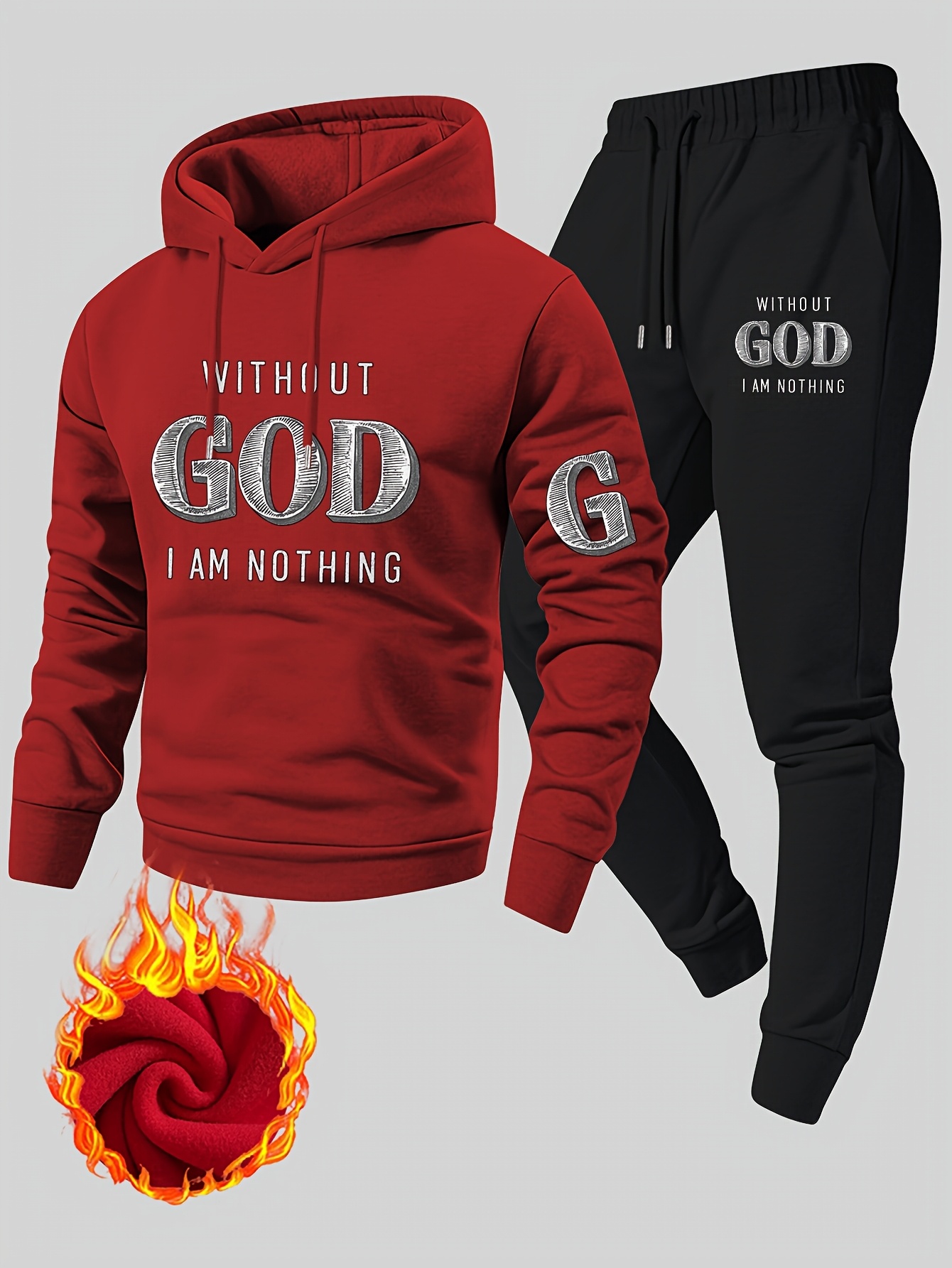 Fleece Hoodie Lined - Мужской спортивный костюм из двух частей
